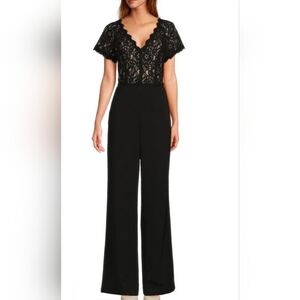WhiteTie by SHANI - Women's Lace & Scuba Crepe Wide-Leg Jumpsuit with Pocket